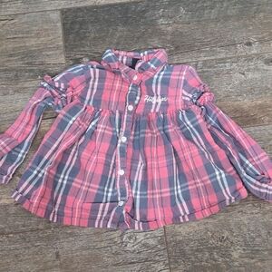 Tommy Hilfiger Kids Pink and Gray Plaid Button-Down Shirt